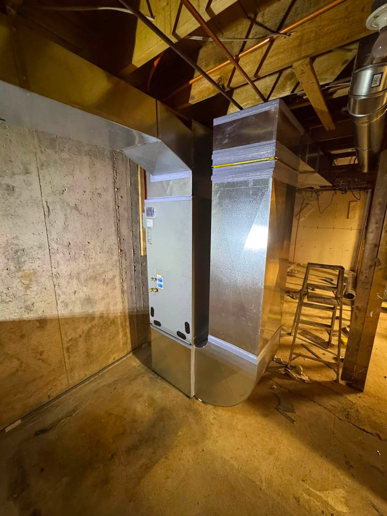 Concealed ducted air handler installed by Rocky's Mechanical in Nova Scotia