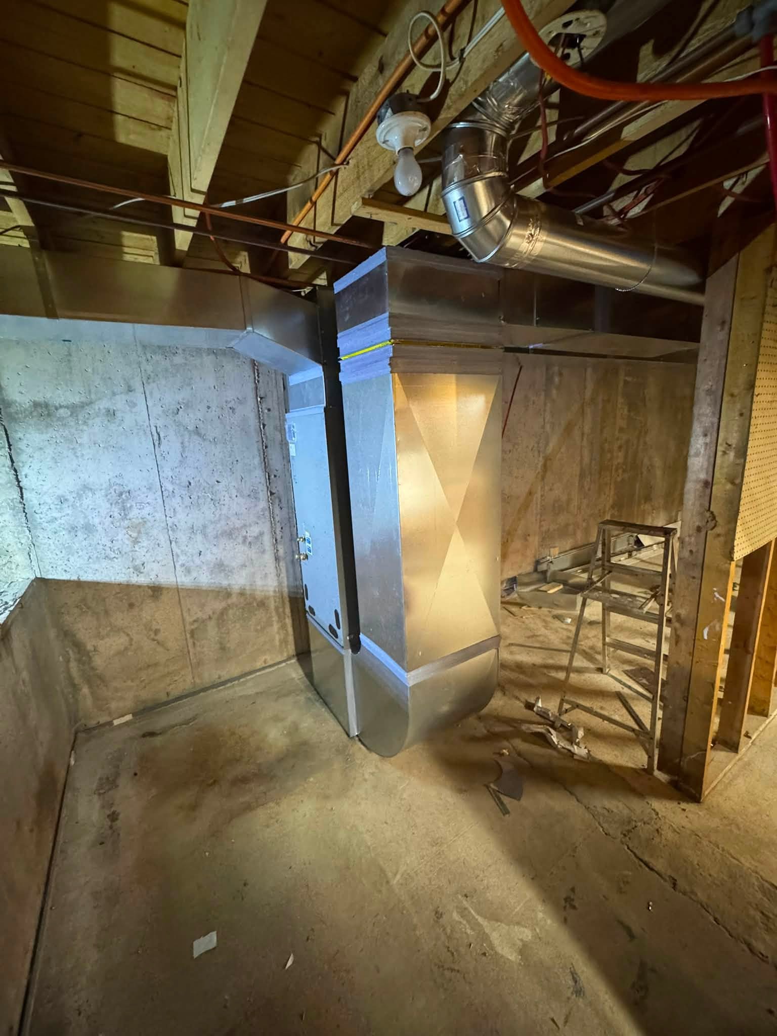 Custom sheet-metal ductwork transitions fabricated by Rocky's Mechanical