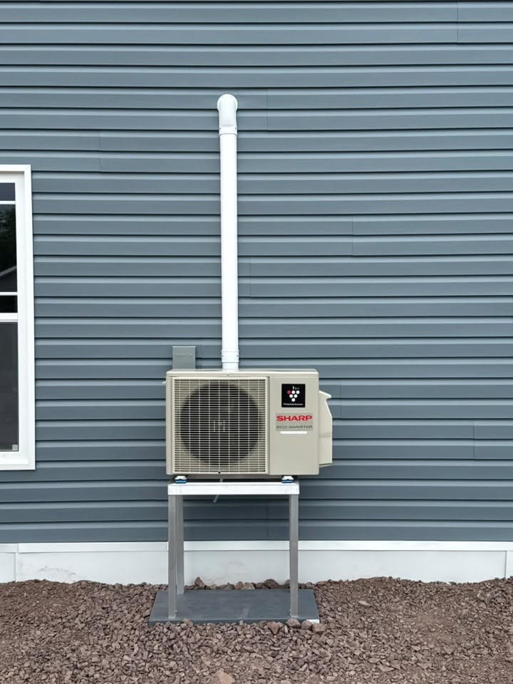 Sharp mini split heat pump installed on a Nova Scotia home by Rocky's Mechanical