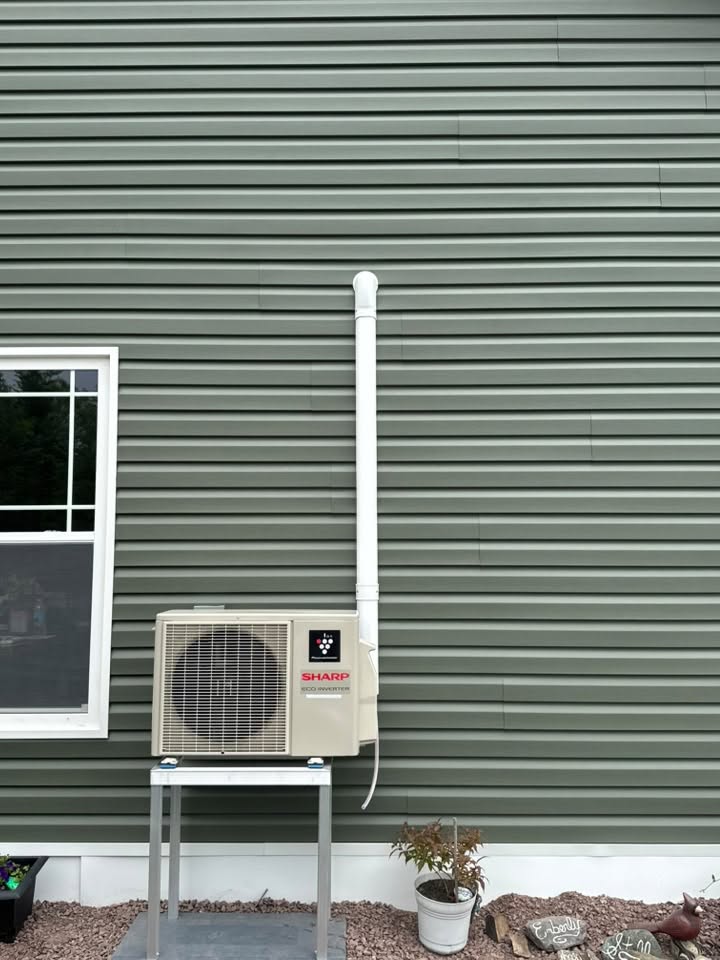 Sharp mini split heat pump commissioned by Rocky's Mechanical on a Nova Scotia home